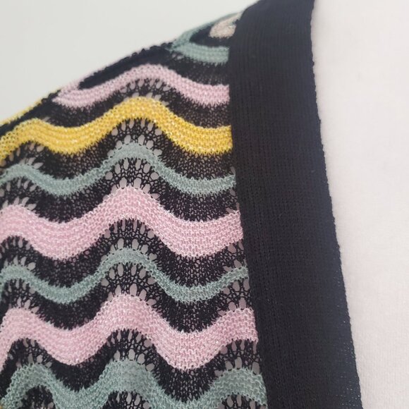 MISSONI Women's Long Duster Open Cardigan Multi-colour Waves Flared Sleeves Boho - Picture 5 of 14